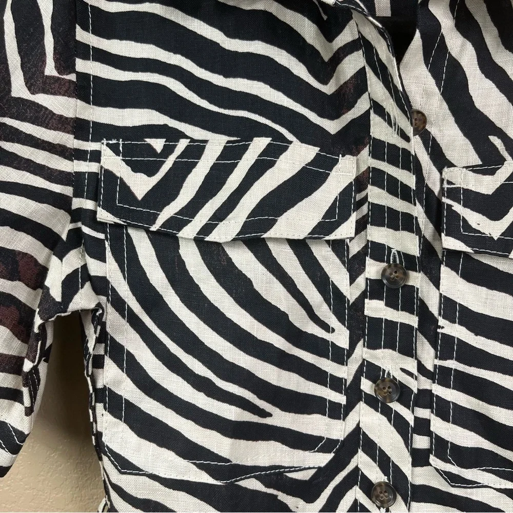 Banana Republic Linen Oversized Zebra Shorts Romper NWOT